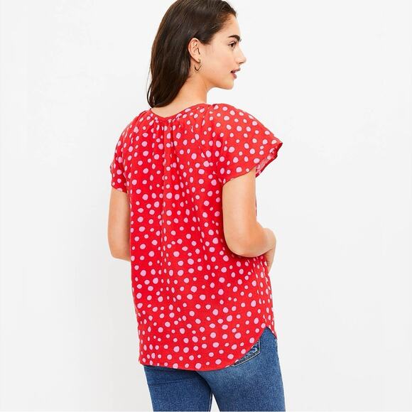 Loft Zoo Dot Scoop Neck Linen Blend Top Medium NWT - Picture 4 of 6